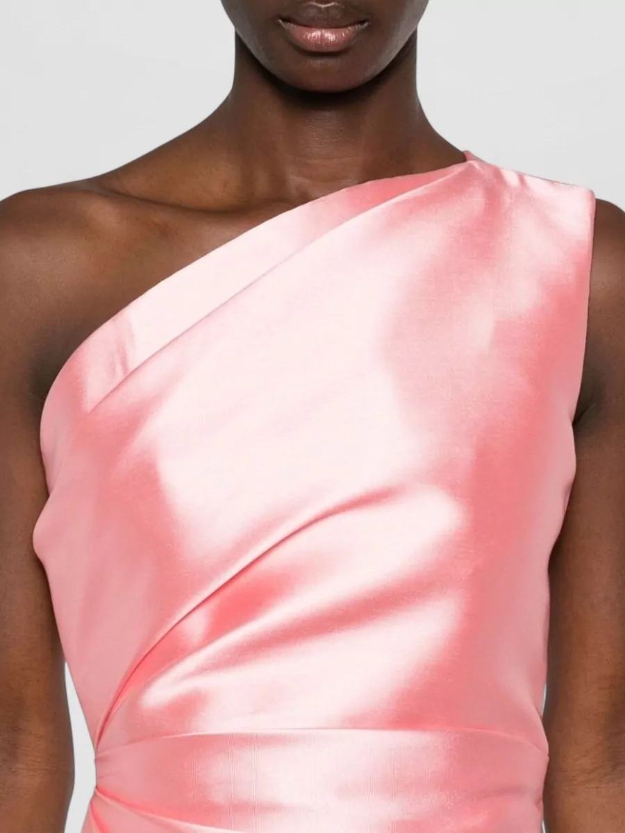 Solace London Polyester One-Shoulder Sleeveless Draped Maxi Dress