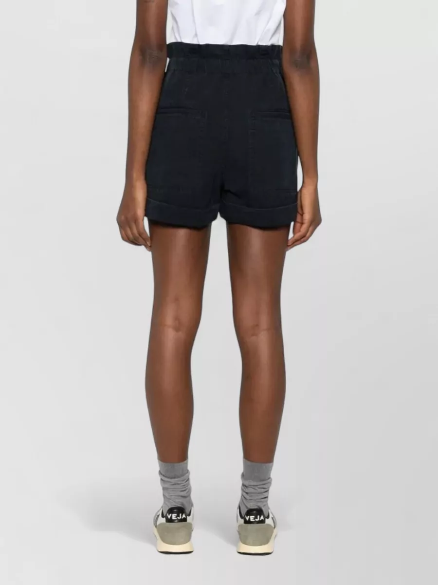 Isabel Marant Étoile Nirma Shorts Elastic Waist Pleats Pockets In Black