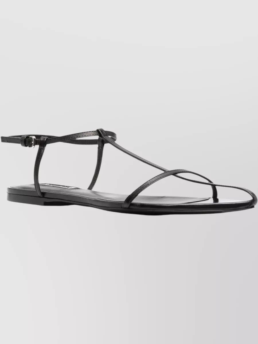 Jil Sander Leather Sandals Flat Sole Pointed Toe