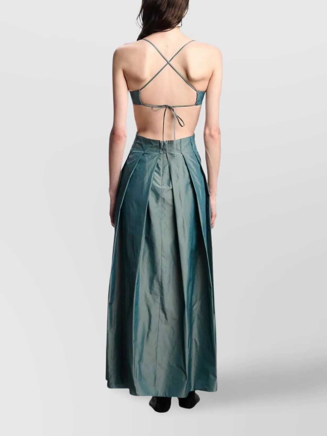 Emporio Armani Cut-Out Bodice Floor-Length Dress Straps