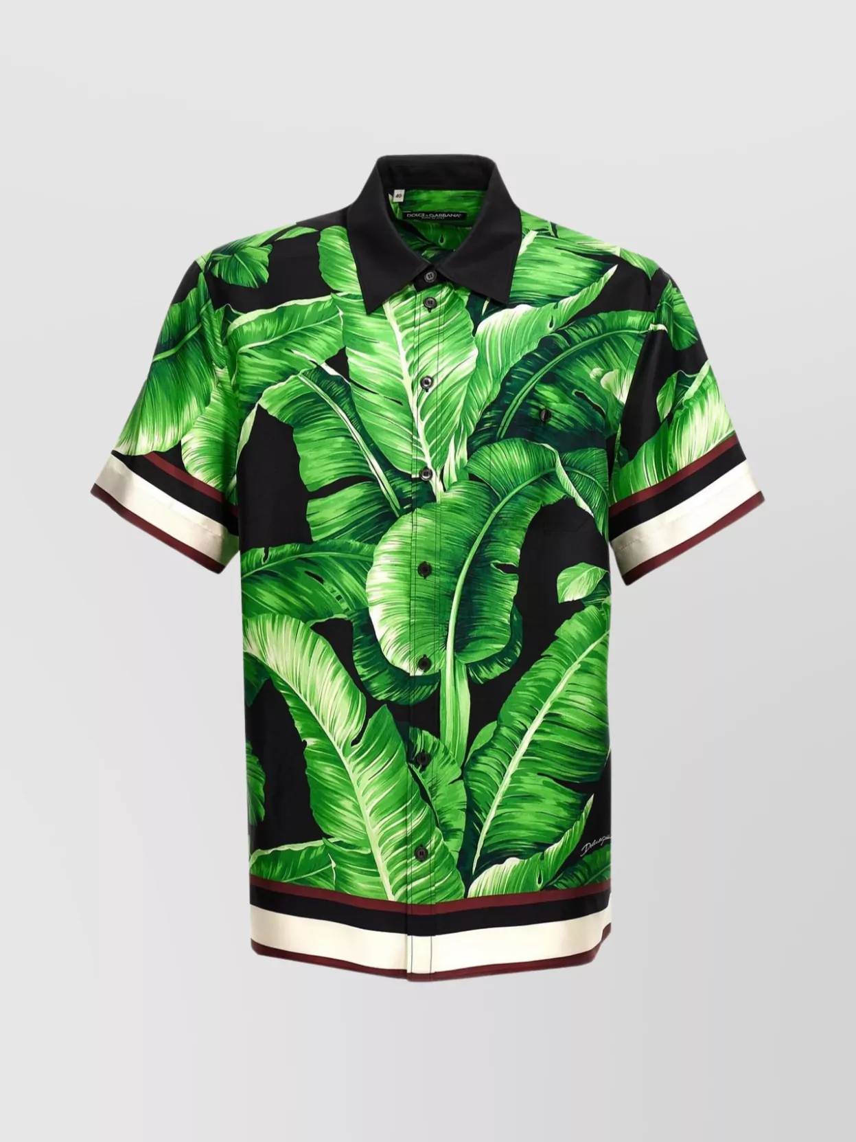 Shop Dolce & Gabbana Leaf Print Pocket Shirt With Green Accents