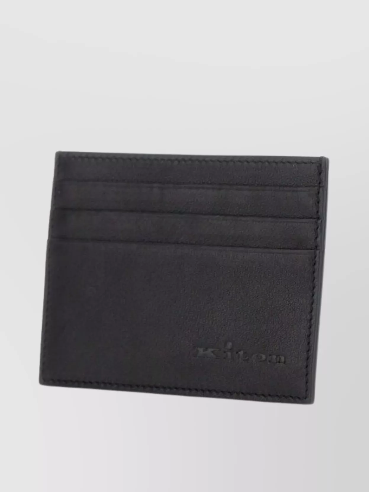 Kiton Black Leather Multi Compartment Card Case In Black