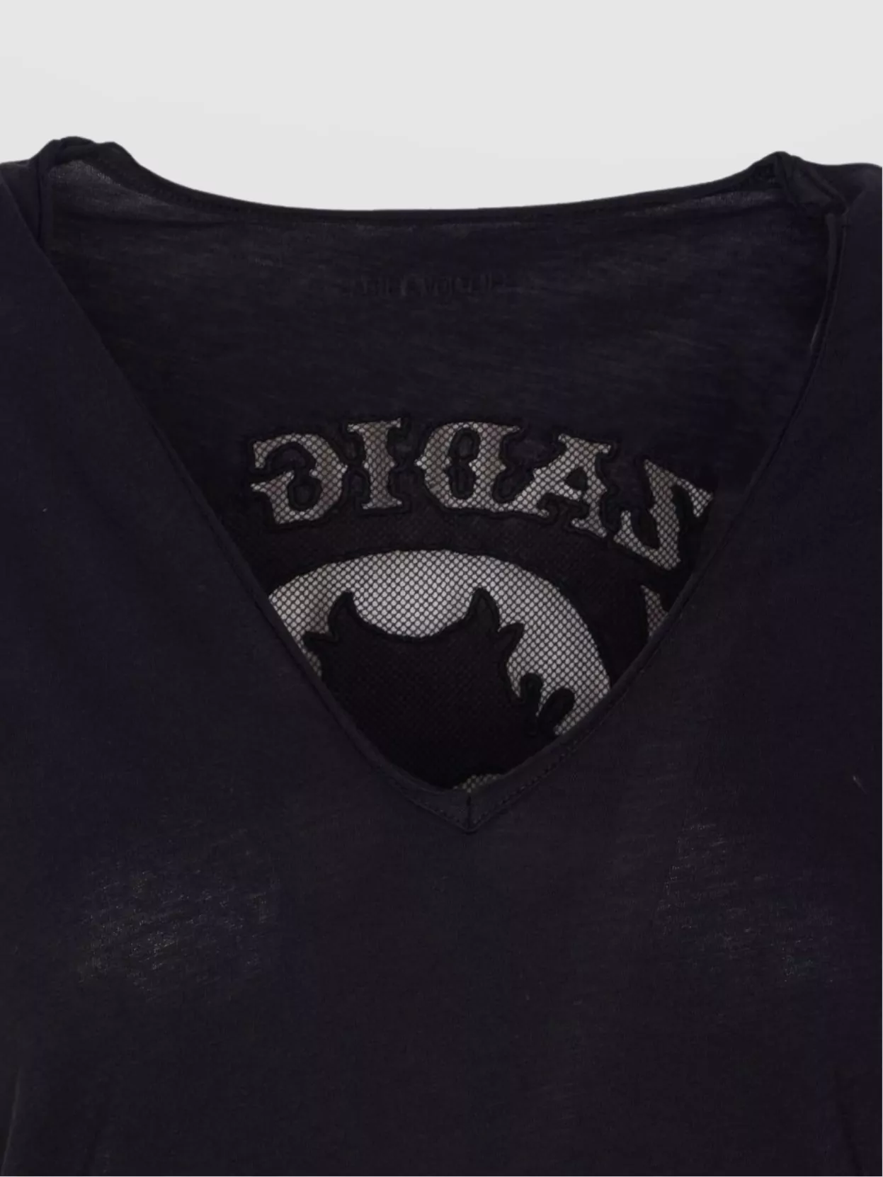 Zadig & Voltaire V-Neckline Graphic Print Top With Fishnet Skull
