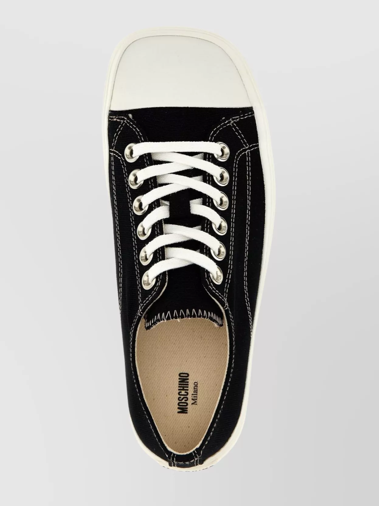 Moschino Stitched Canvas Low-top Sneakers With Rubber Sole
