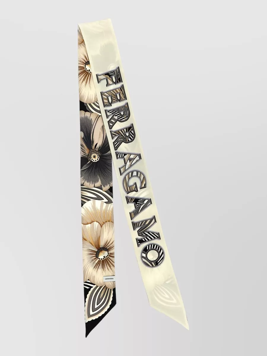 Ferragamo Brezza Long Scarf Floral Motif Design In Multi