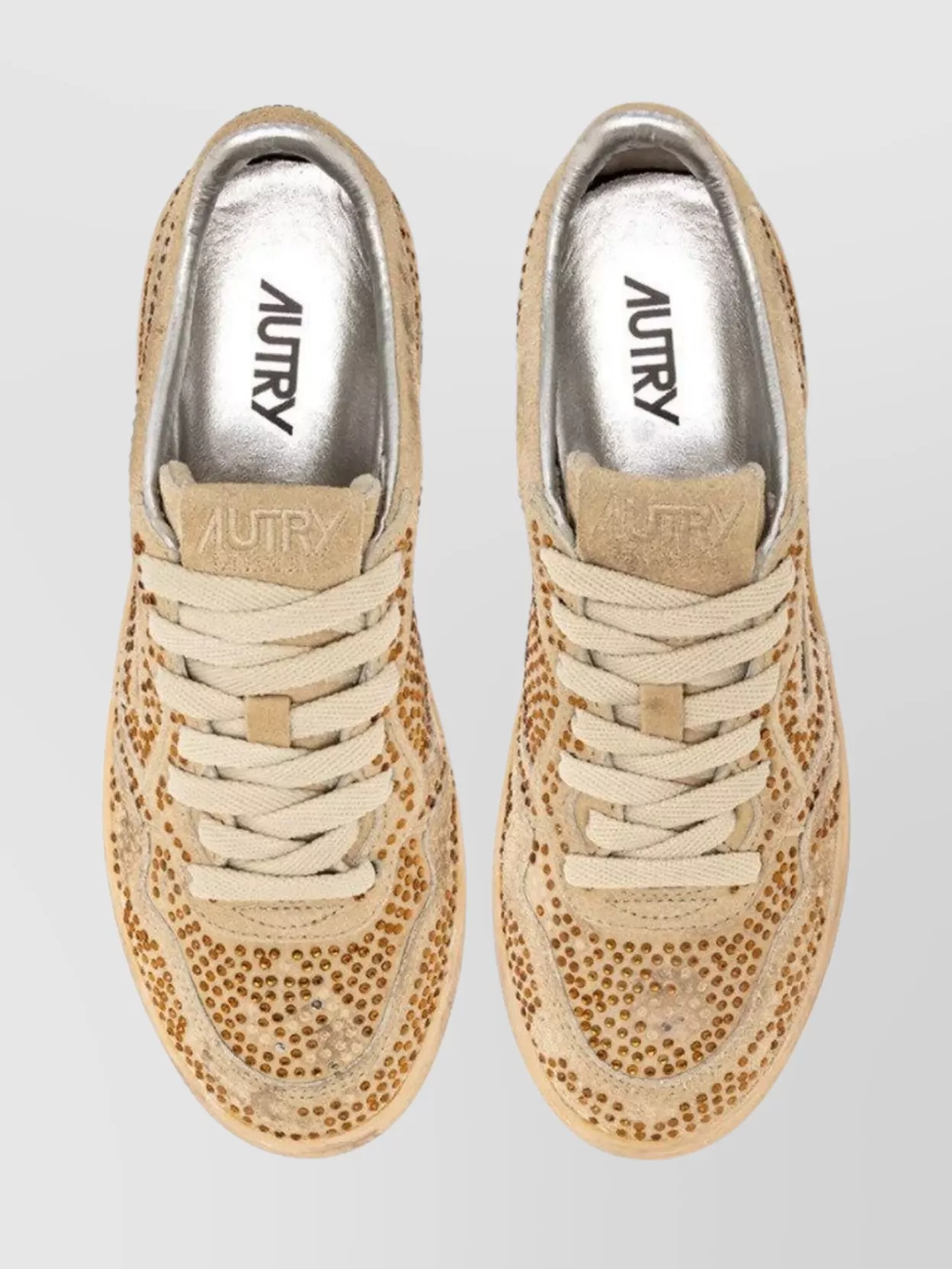 Autry Suede Rhinestone Low-Top Sneakers
