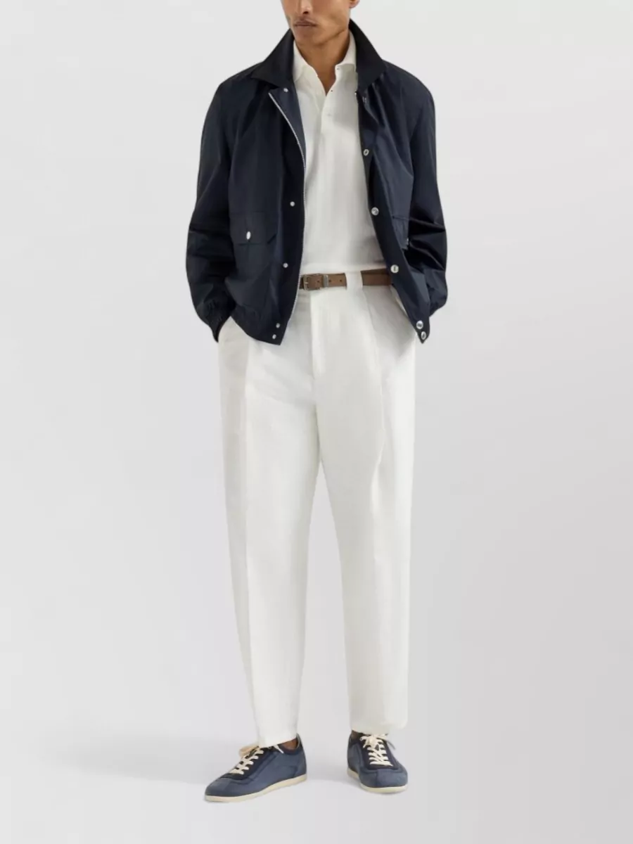 Brunello Cucinelli Logo Cotton Polo Shirt Lightweight Knit