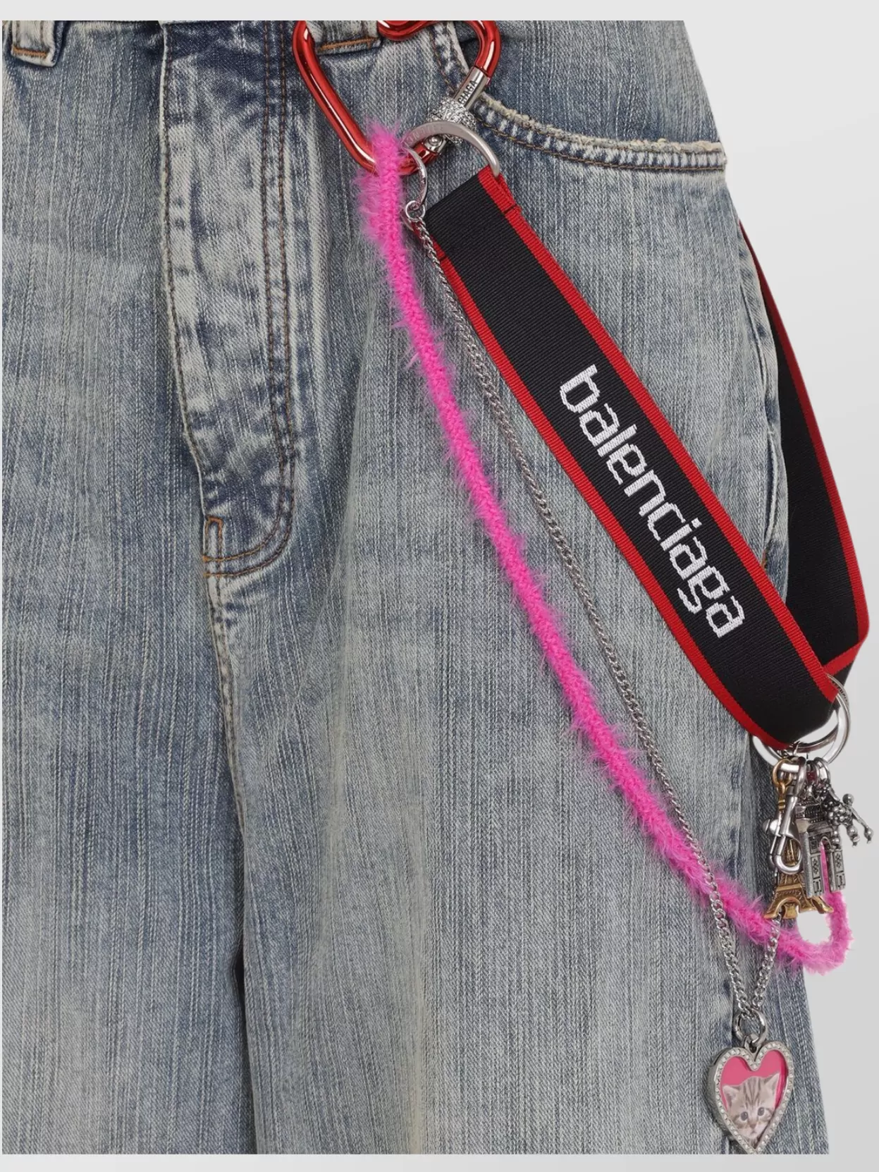 Balenciaga Wide-leg High Waist Jeans With Unique Accessory Chain