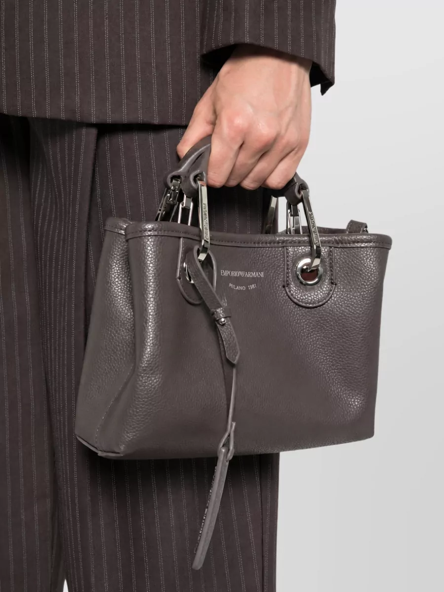 Emporio Armani Pebbled Logo Print Shoulder Bag