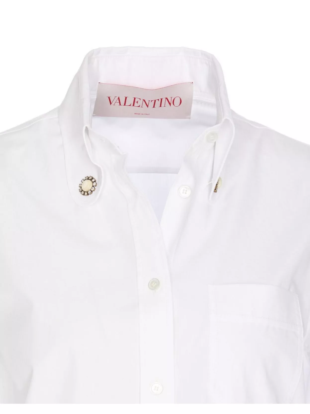 VALENTINO EMBELLISHED BUTTON-DOWN COLLAR TOP