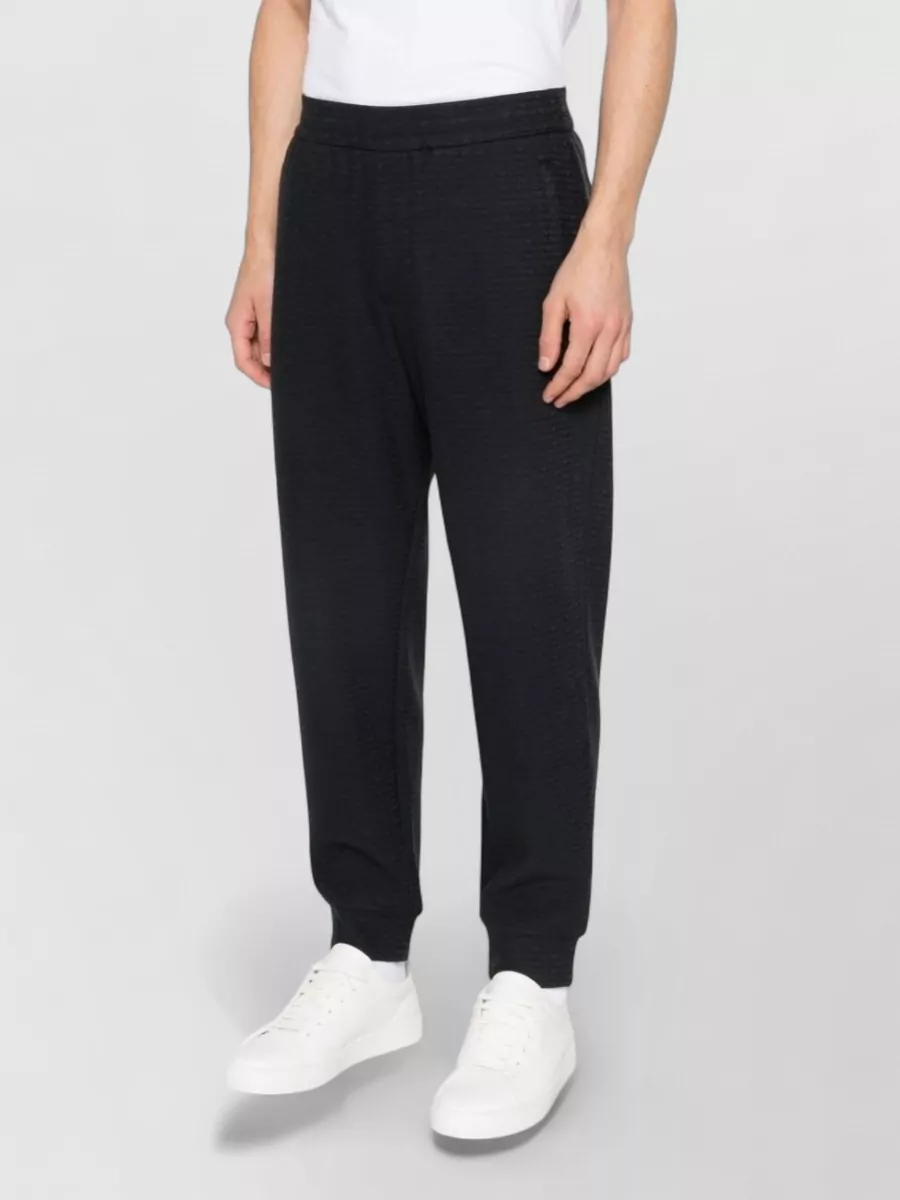 Emporio Armani Cotton Blend Sweatpants Ribbed Cuffs Pockets