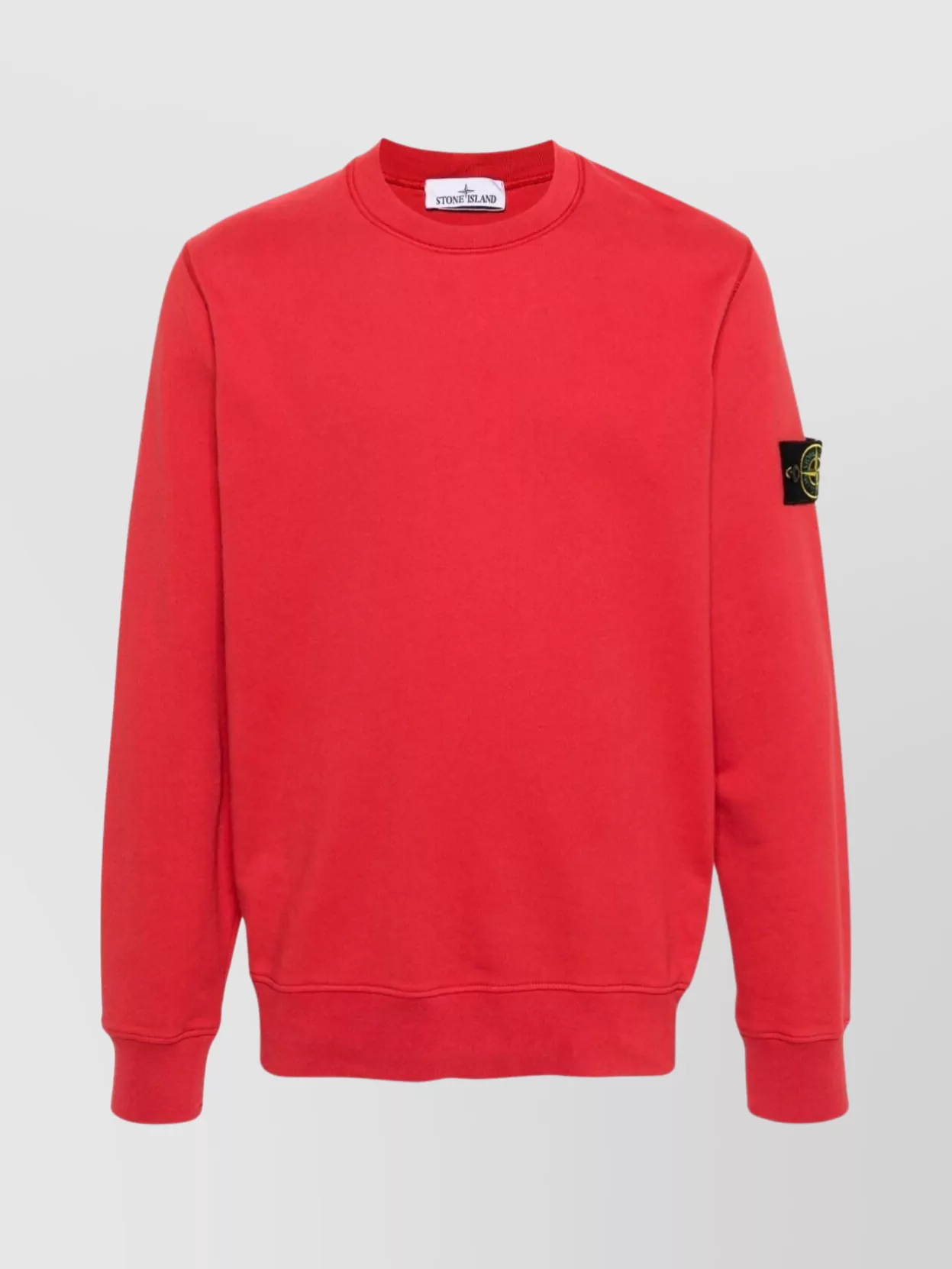 Shop Stone Island Ribbed Crewneck Sweater With Hem Detail In Red