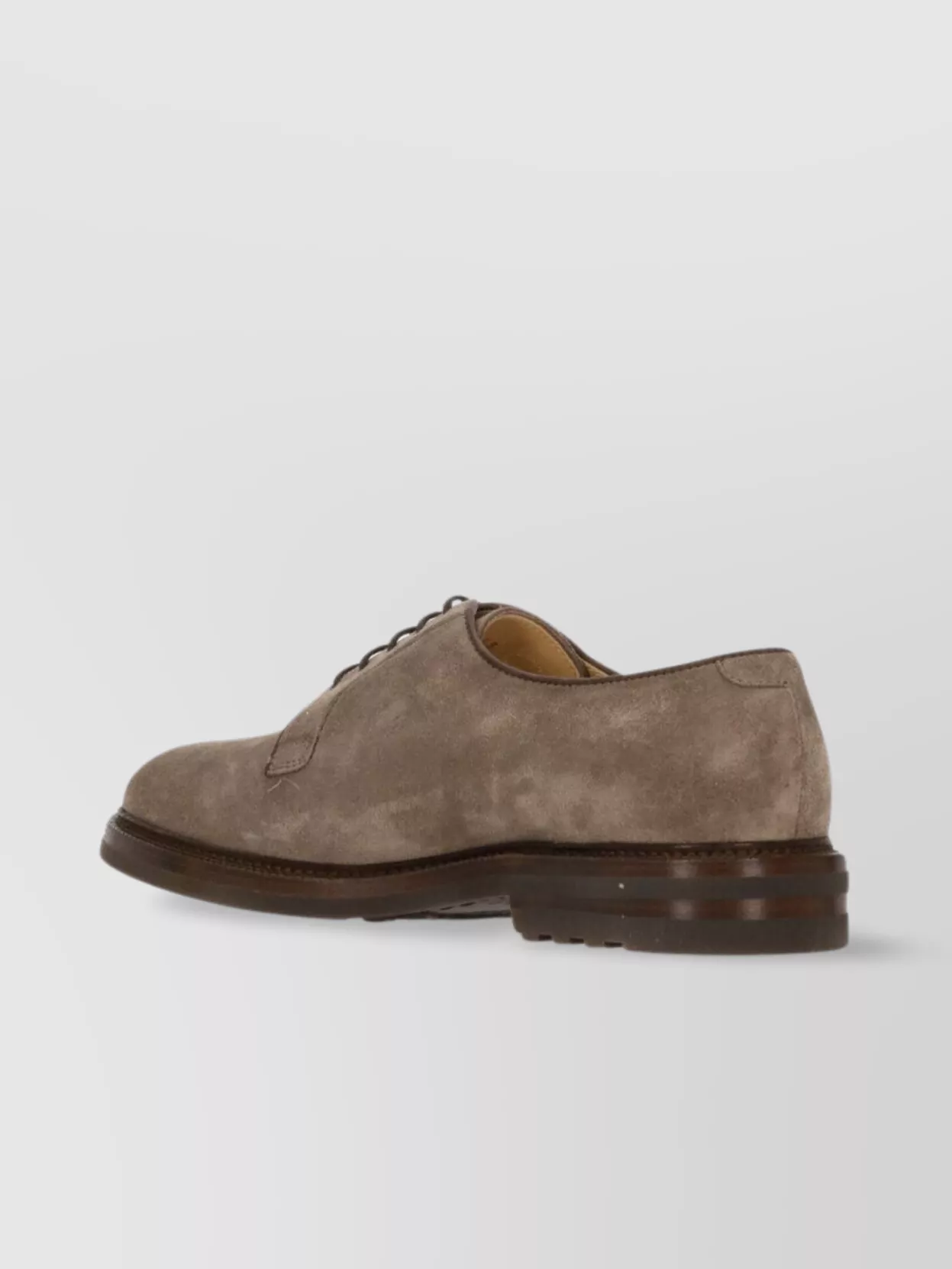 Brunello Cucinelli Suede Lace-up Brogues Stacked Heel In Neutral
