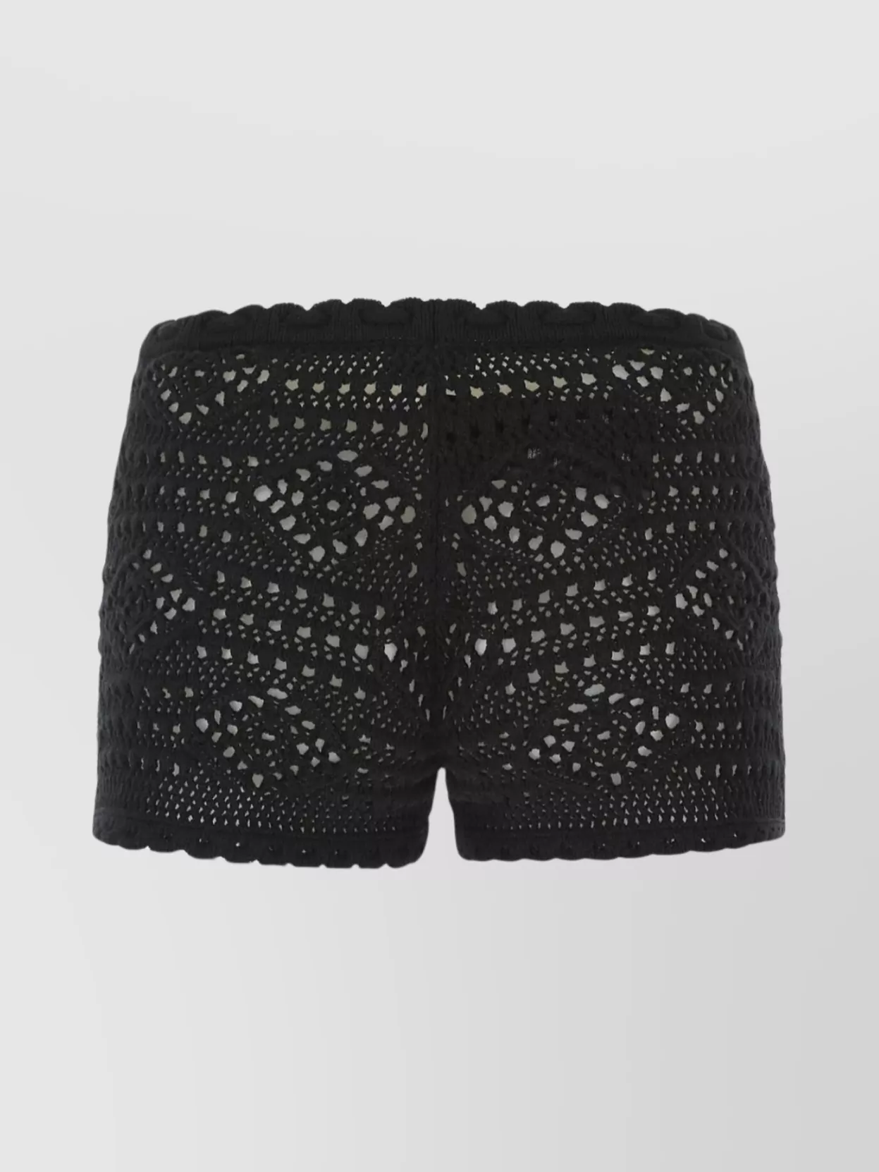 Saint Laurent Crochet Knit Shorts Elastic Waistband In Black