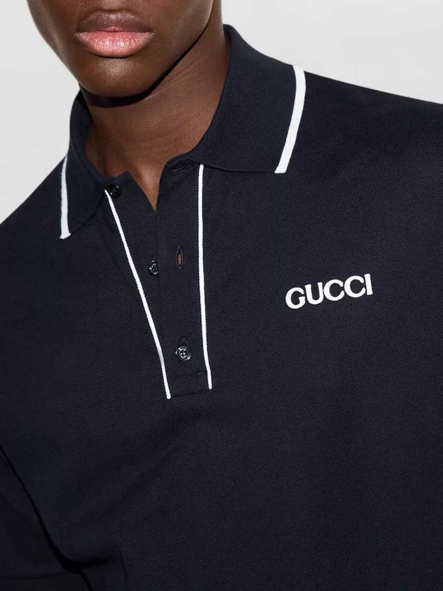 Gucci Cotton Pique Polo Shirt Contrast Trim