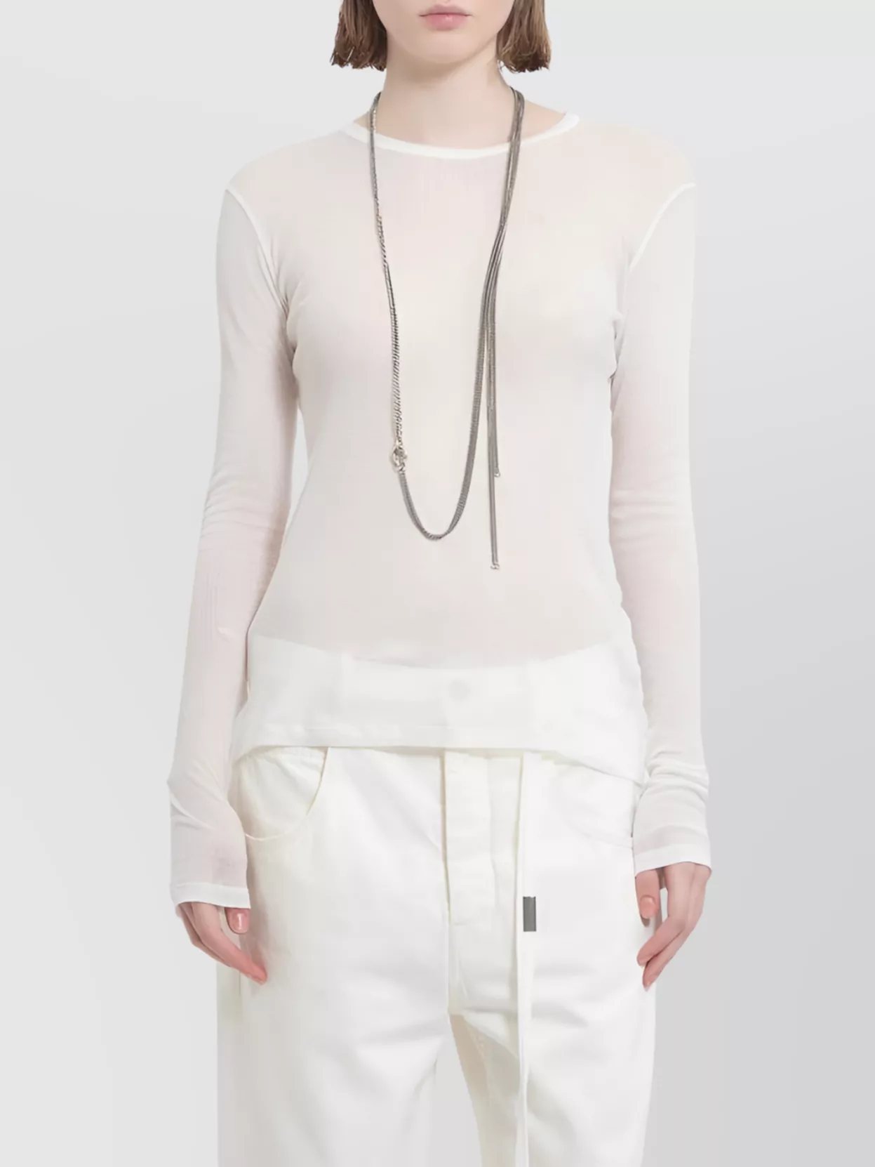 Ann Demeulemeester Fiene Ribbed Cotton Long Sleeve Top