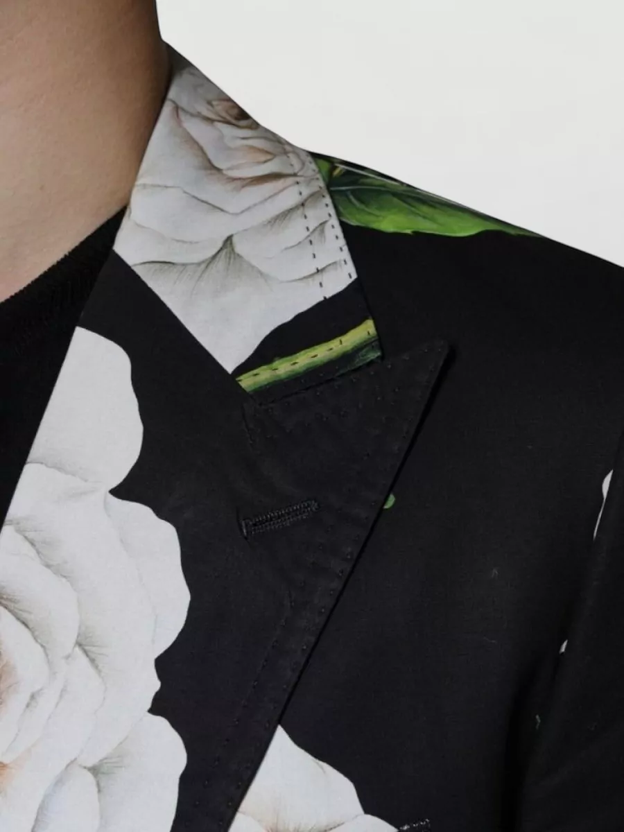 Dolce&Gabbana Cotton Rose Print Single Breasted Suit