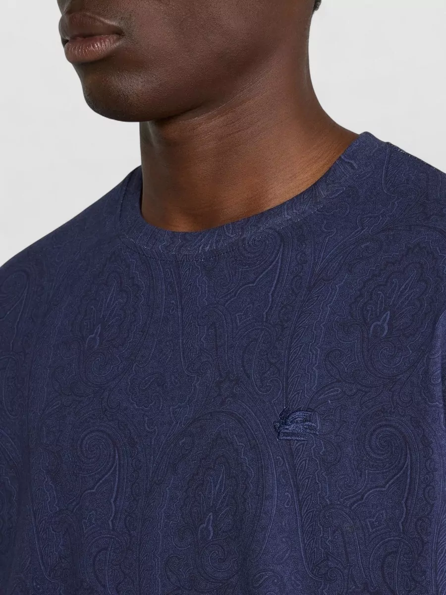 Etro Roma Paisley Crew Neck Short Sleeve T-Shirt