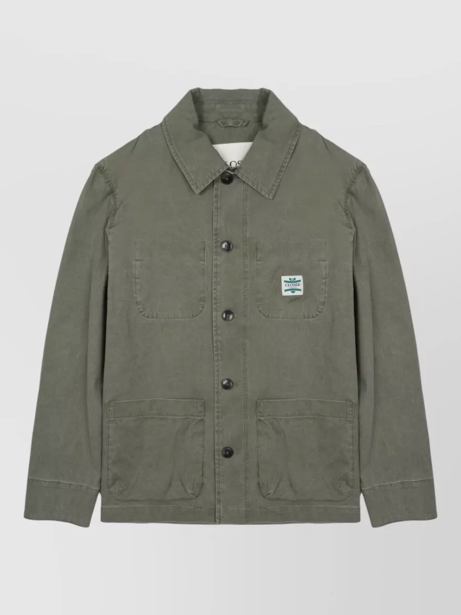 Closed cotton single breasted coat