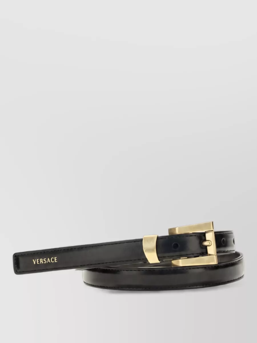 Versace glossy leather logo print belt
