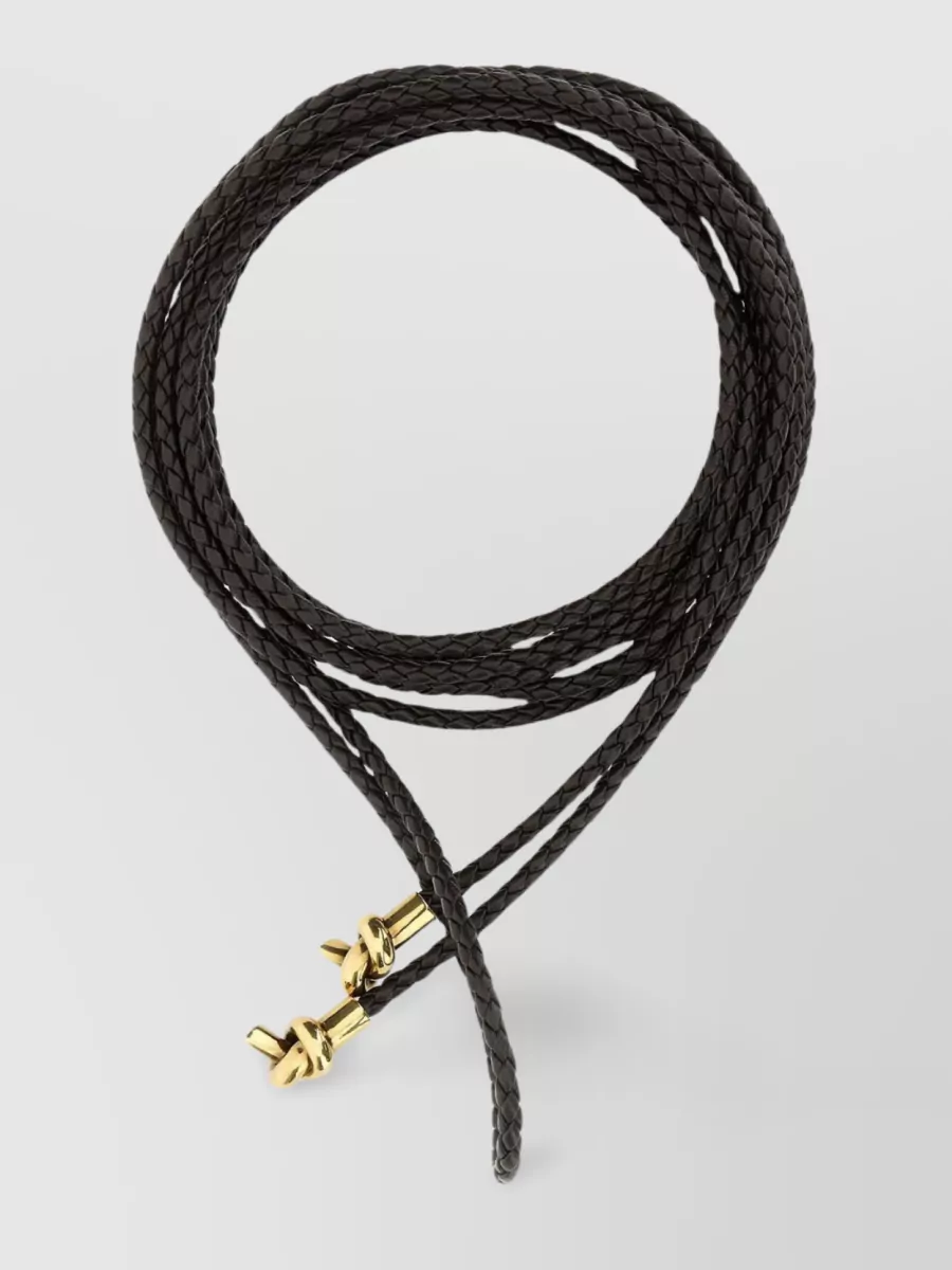 Shop Bottega Veneta Nappa Leather Belt With Intricate Metal Knots In Brown