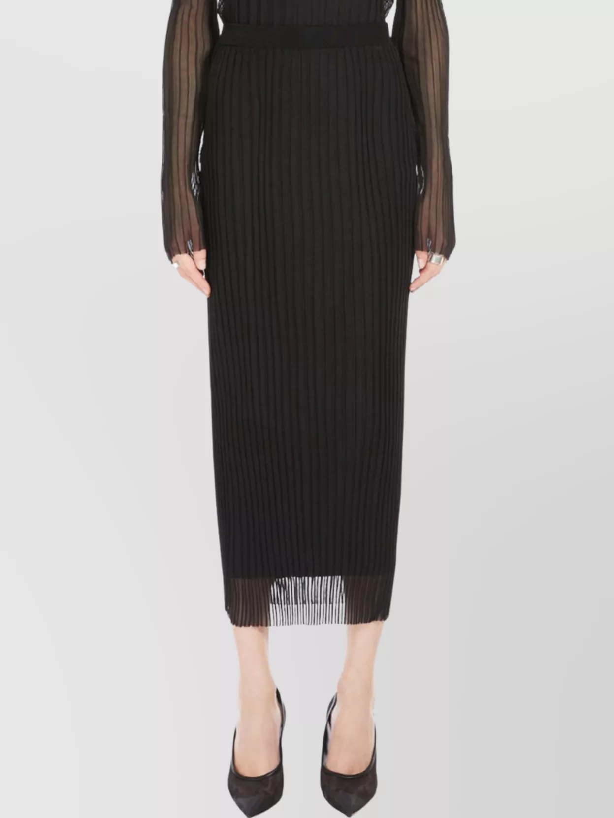Shop Sportmax Sheer Ribbed Knit Midi Skirt