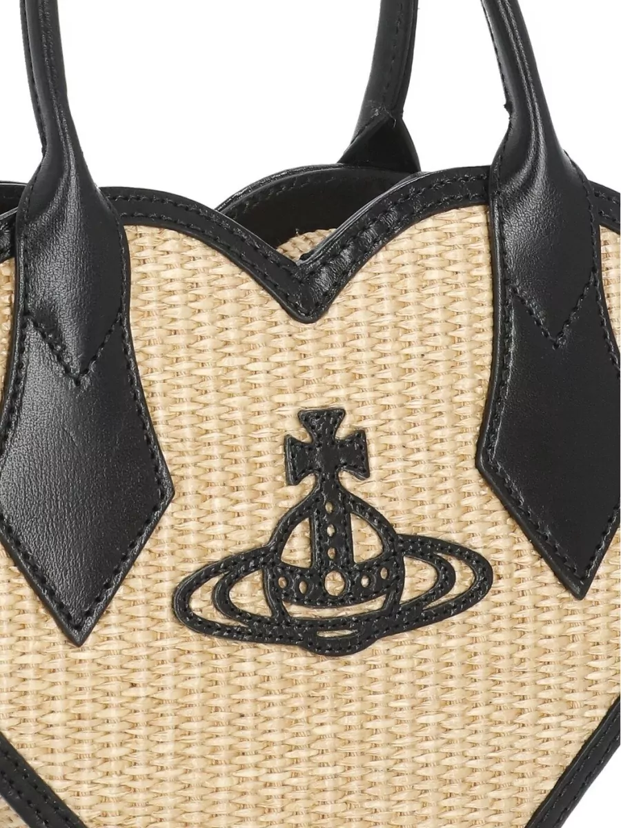 Vivienne Westwood Mini Cotton Blend Raffia Hand Bag