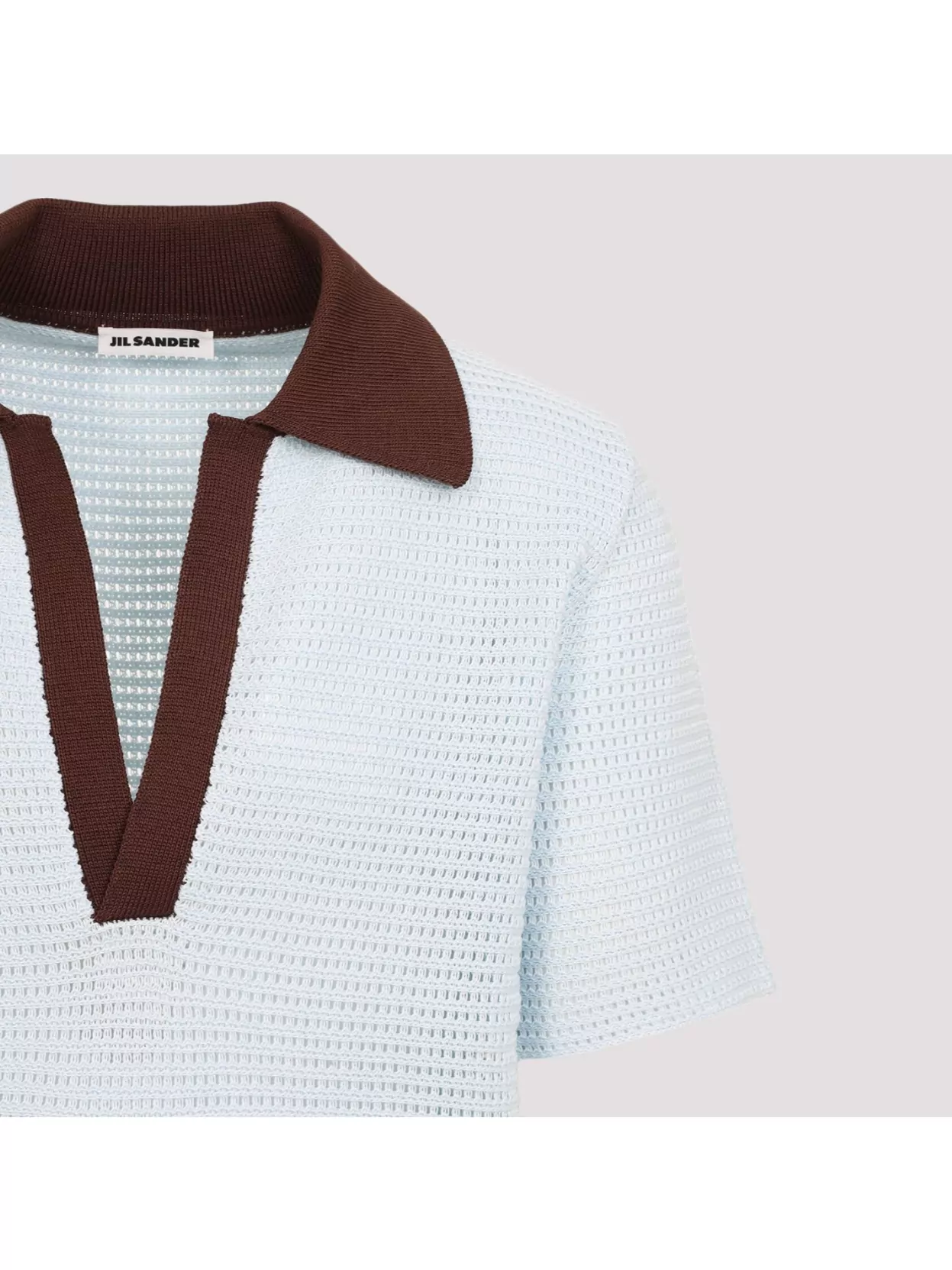 Jil Sander Textured Deep V-neck T-shirt In Blue