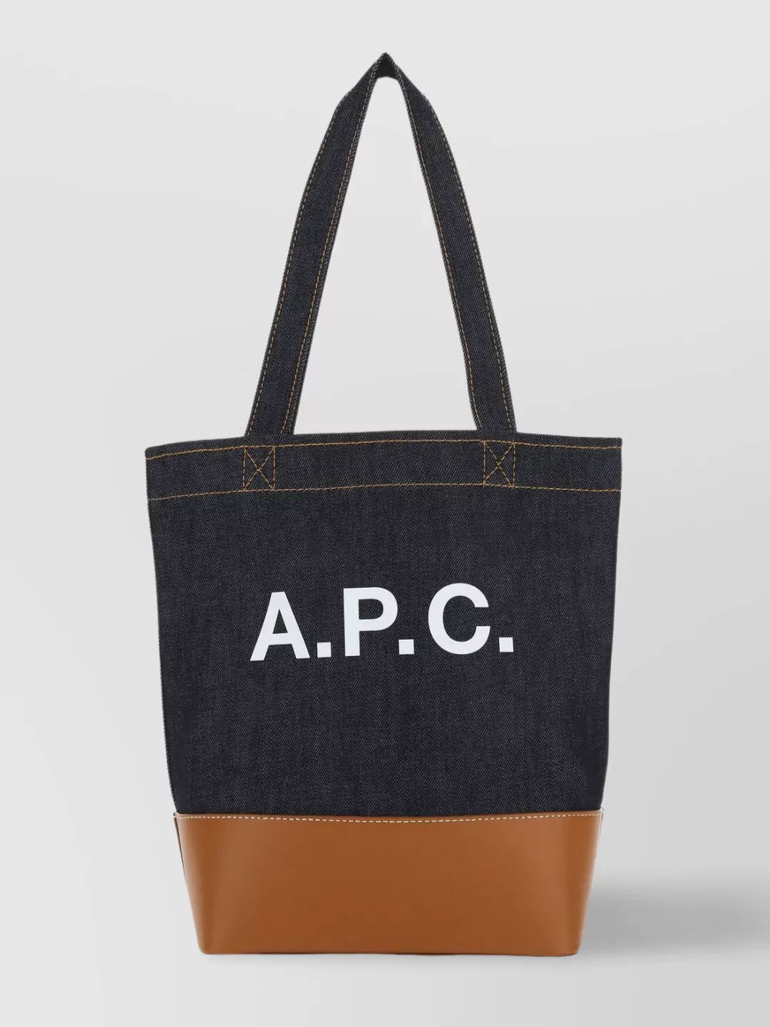 Shop Apc Denim And Leather Shopping Bag In Blue