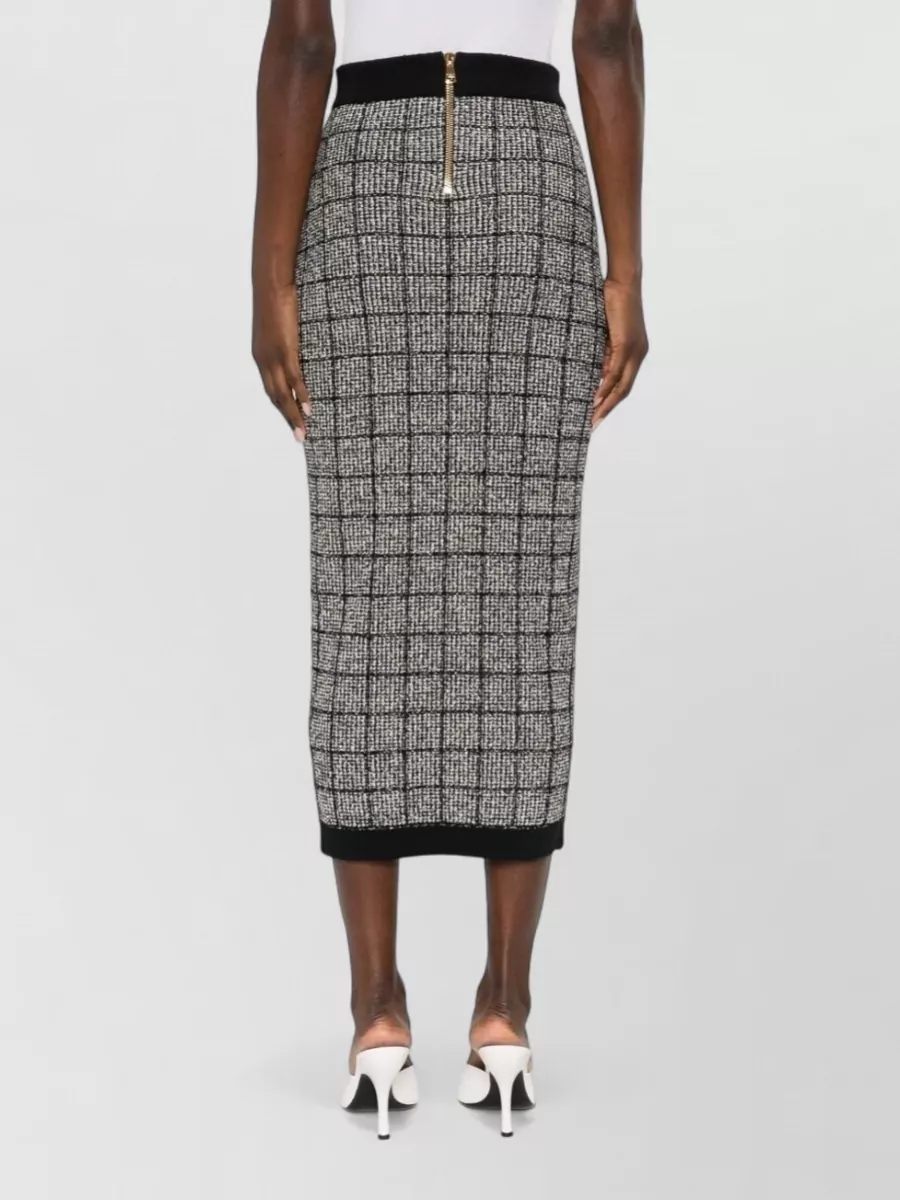 Balmain Tweed Long Skirt High Waist Midi
