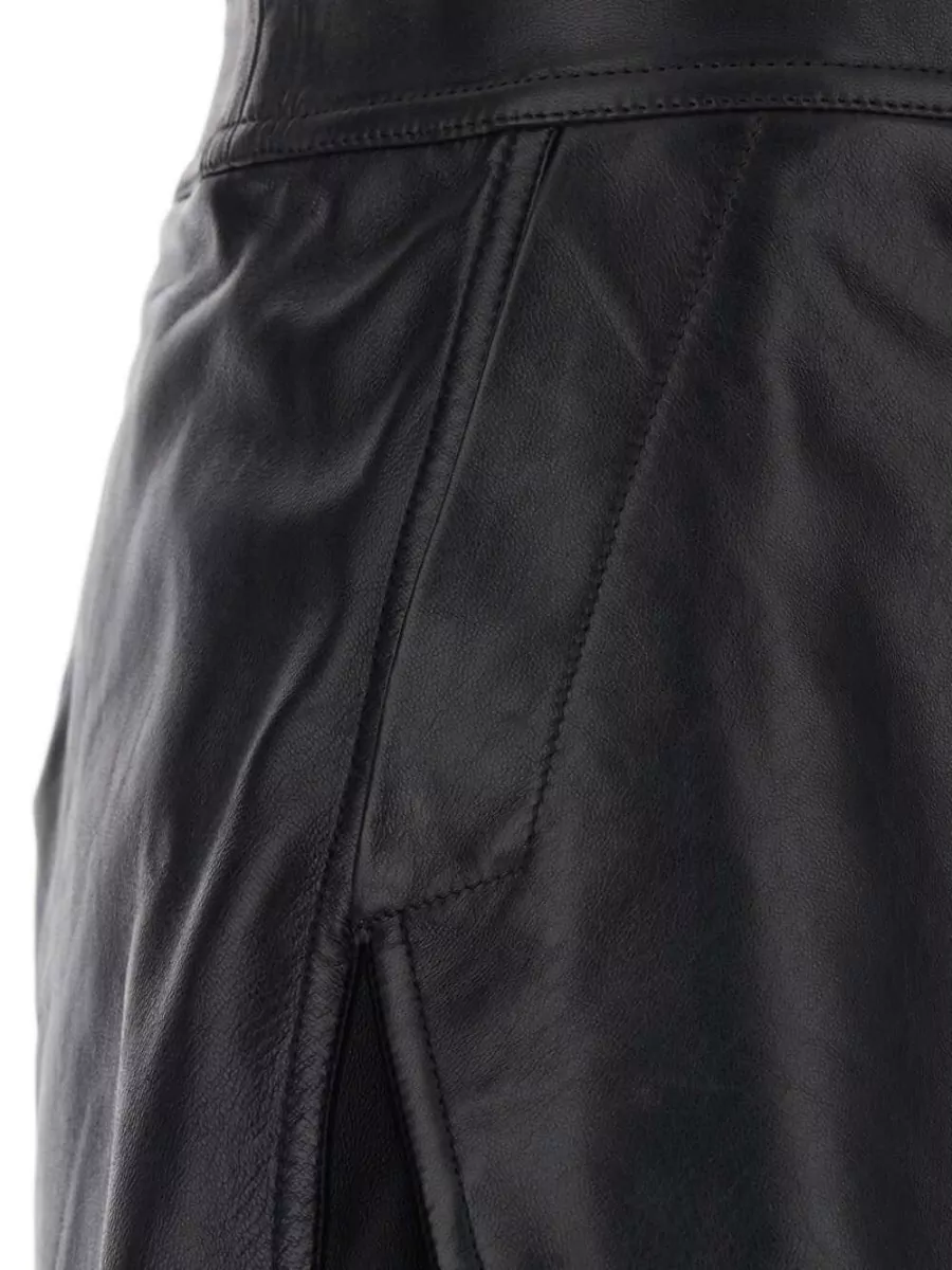 Rick Owens Leather High-Rise Mini Skirt