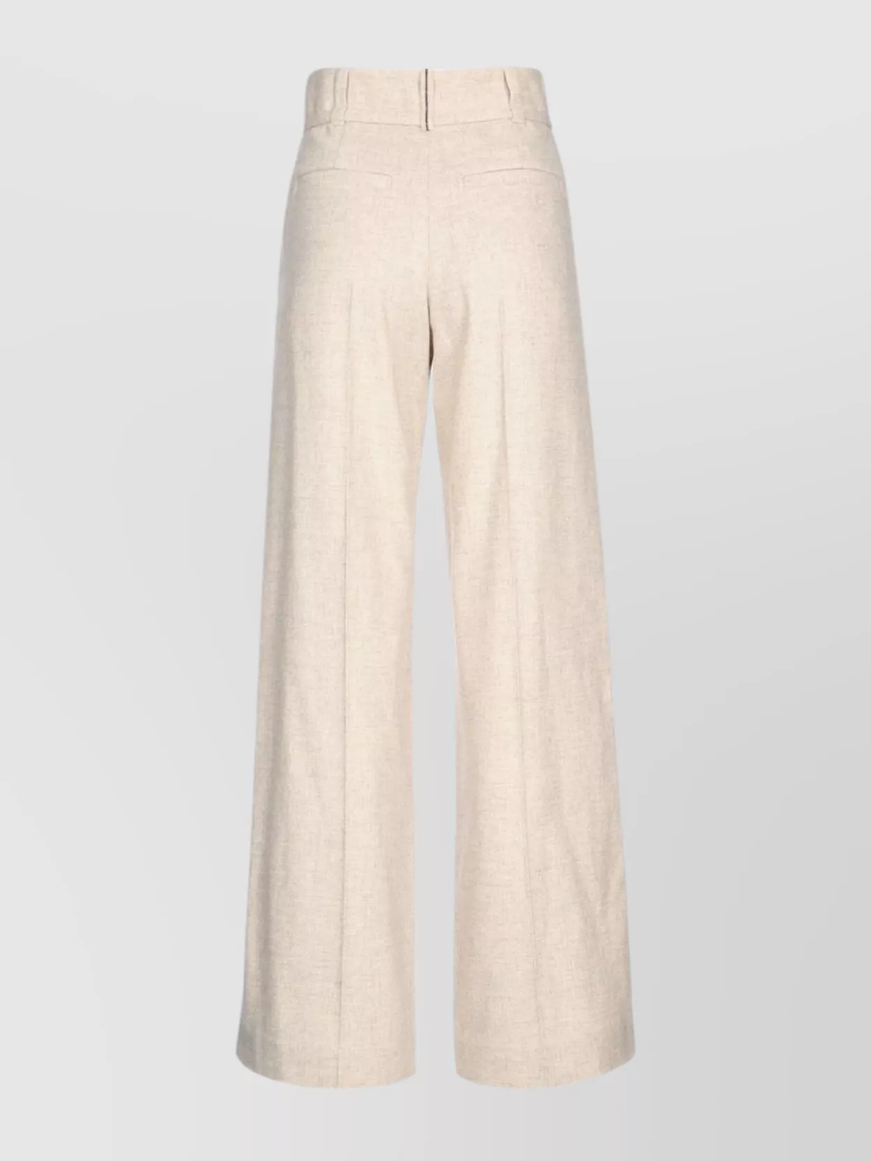Brunello Cucinelli Wide Leg High Waist Trousers With Belt Loops In Neutral