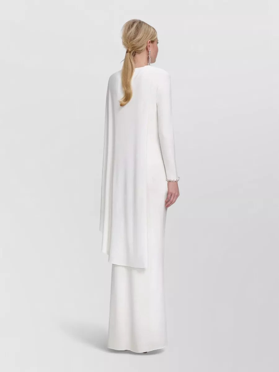 Self-Portrait Draped Asymmetric Long-Sleeve Maxi Dress