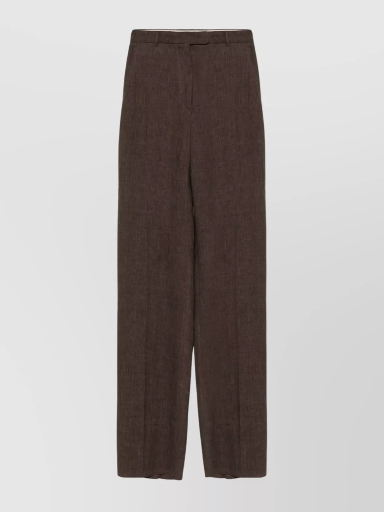 Max Mara Wide Leg High Waist Trousers With Front Crease In Brown