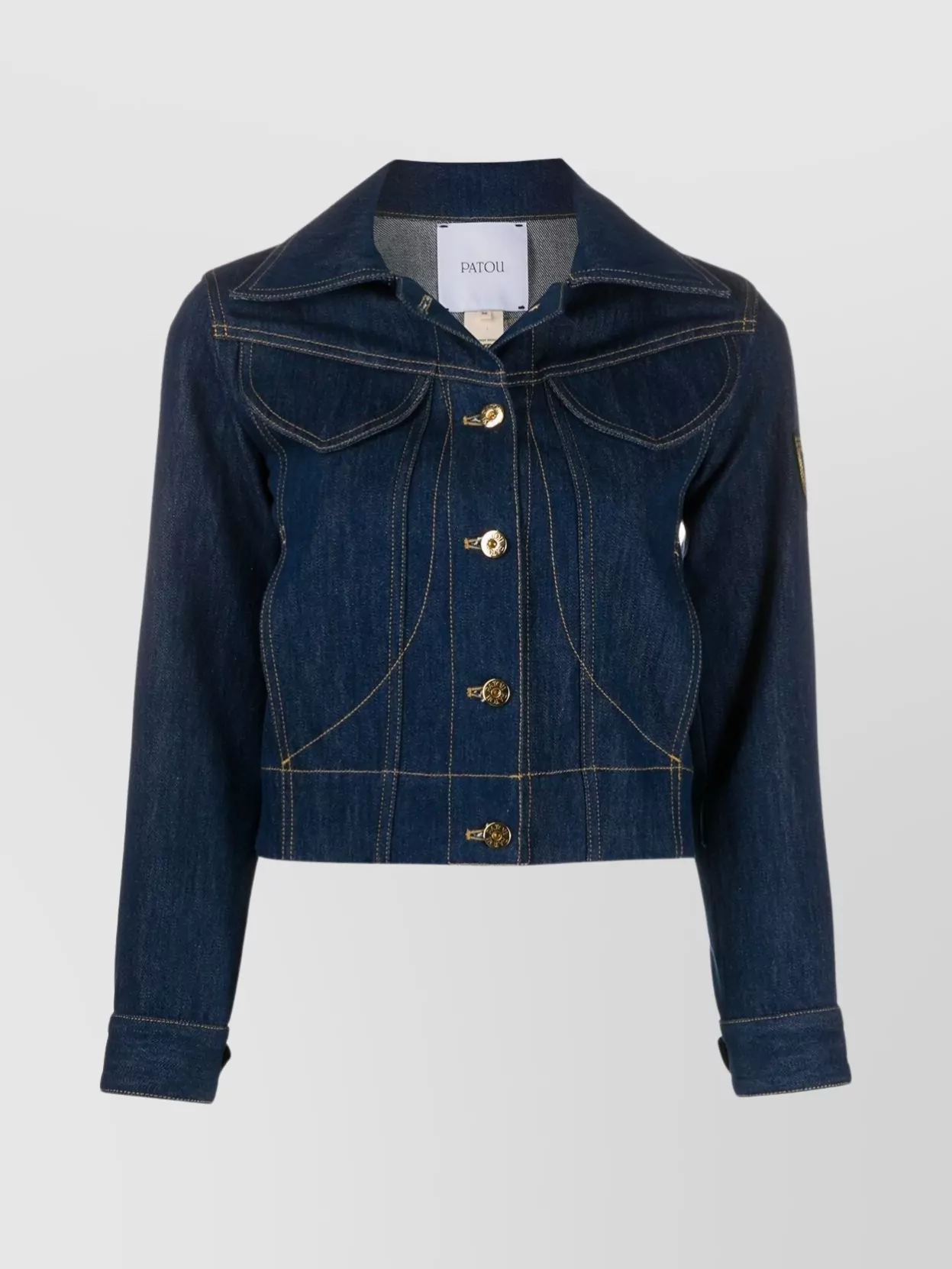 Shop Patou Collar Cutaway Jacket With Long Sleeves In Cyan