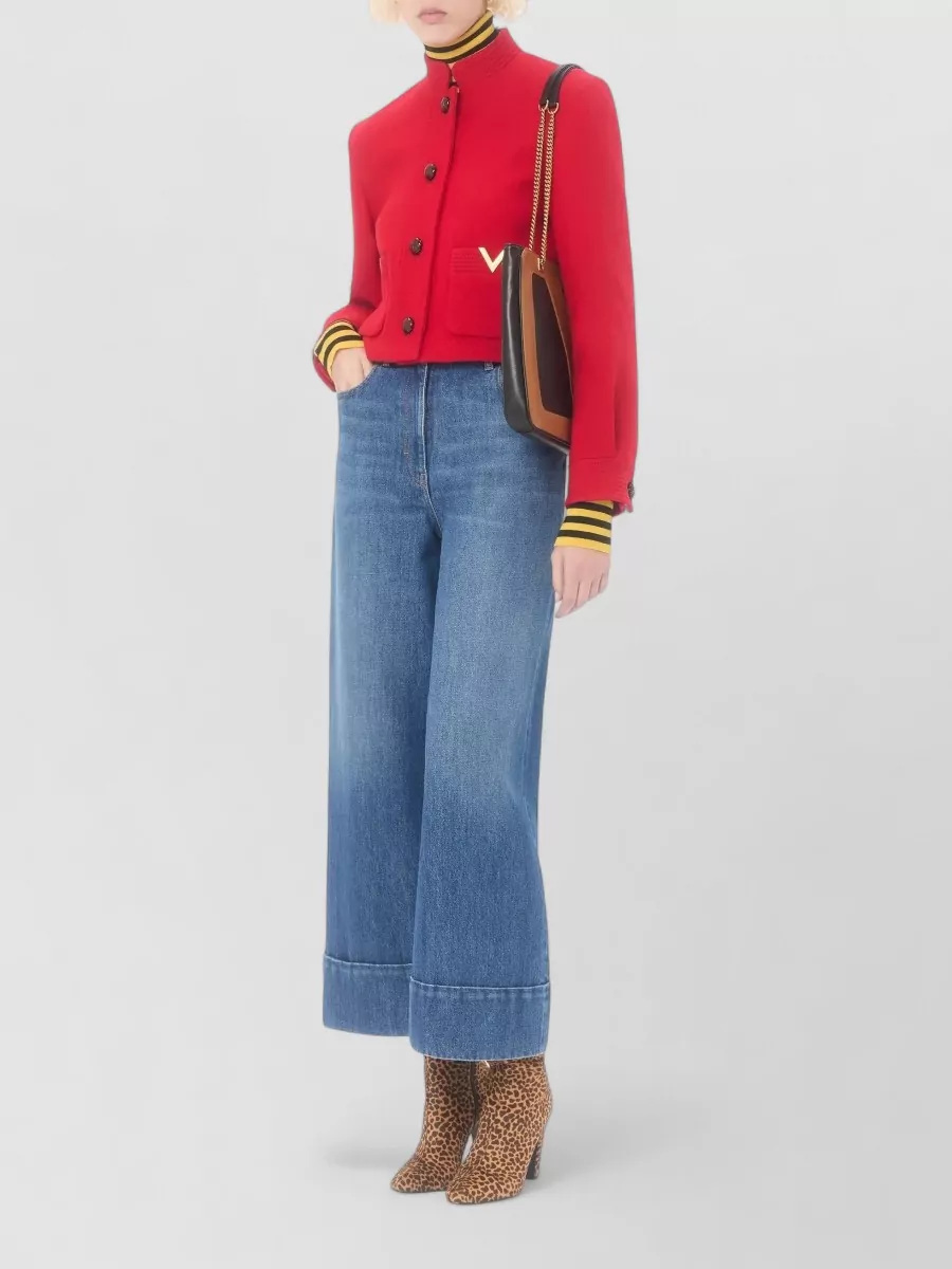 Valentino Denim Wide Leg Trousers High Waist Five Pockets