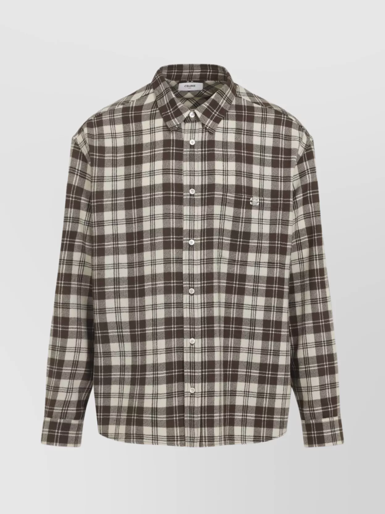 Celine Casual Button-Down Plaid Long Sleeve Shirt