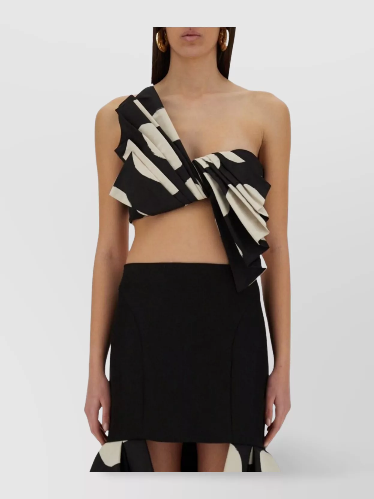Nina Ricci One-Shoulder Ruffle Polka Dot Top