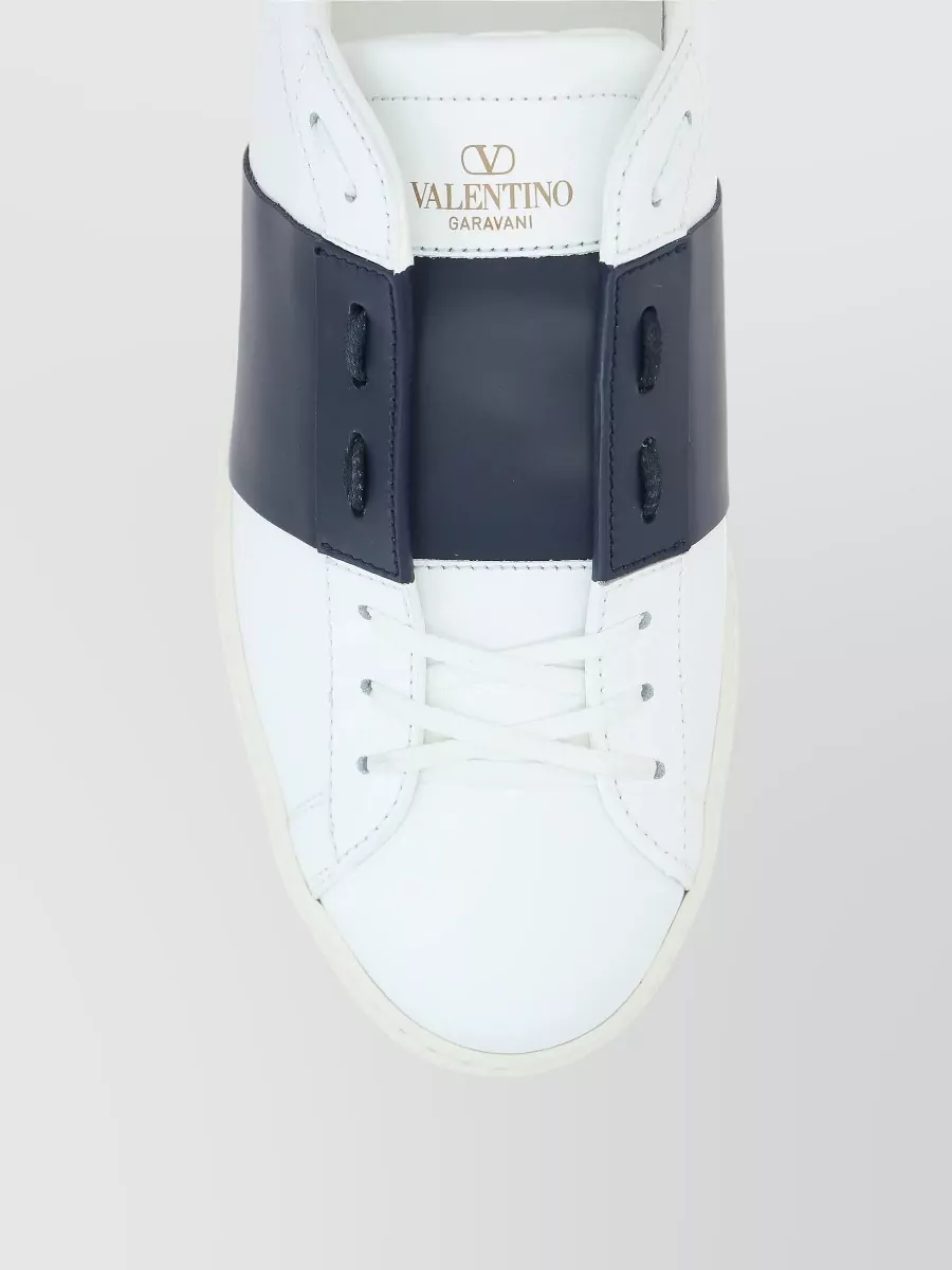 Valentino Low Top Sneakers Round Toe Contrast Panel Rubber Sole