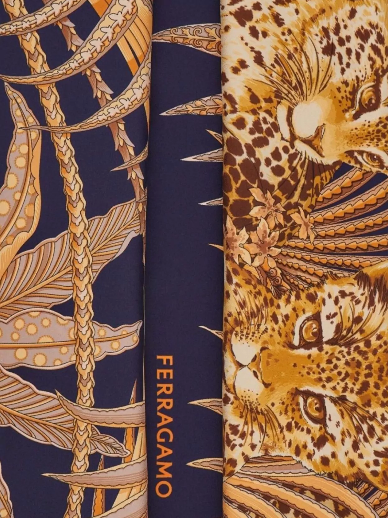 Ferragamo Botanical Leopard Square Scarf