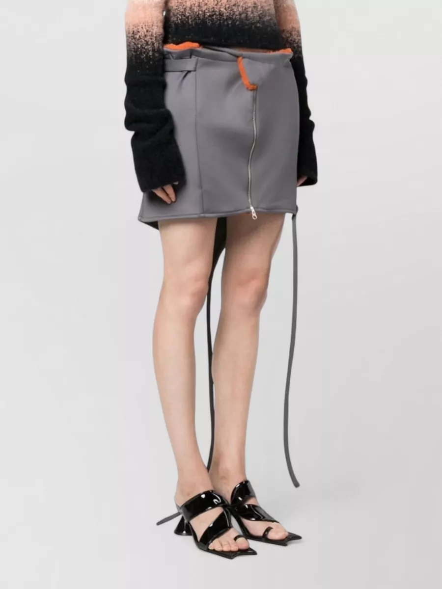 Ottolinger Asymmetric Faux Fur Trim Mini Skirt