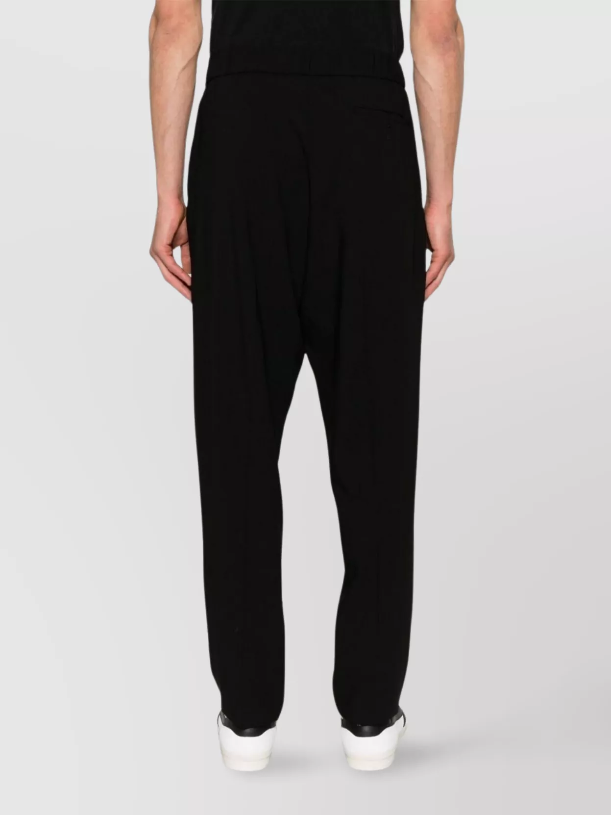 Giorgio Armani Wool Trousers With Elasticated Waistband And Pleated Front In Black