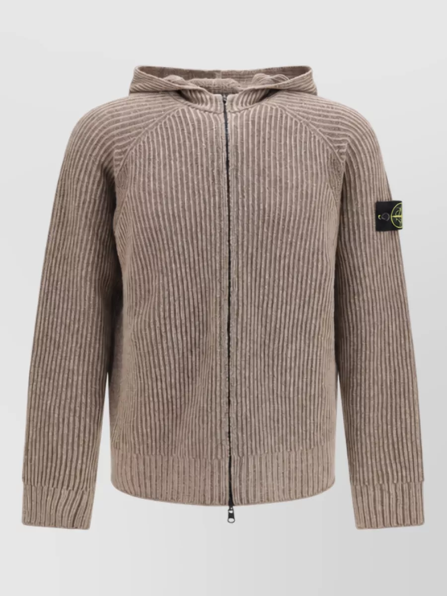 Stone Island cashmere hooded zip-up sweater