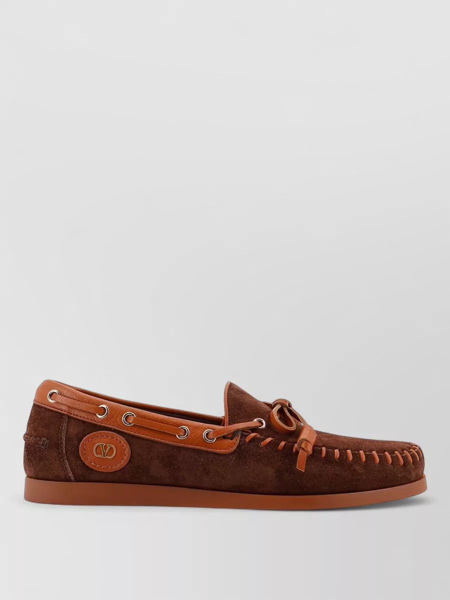 Valentino Garavani Palm Avenue Leather Suede Boat Loafers