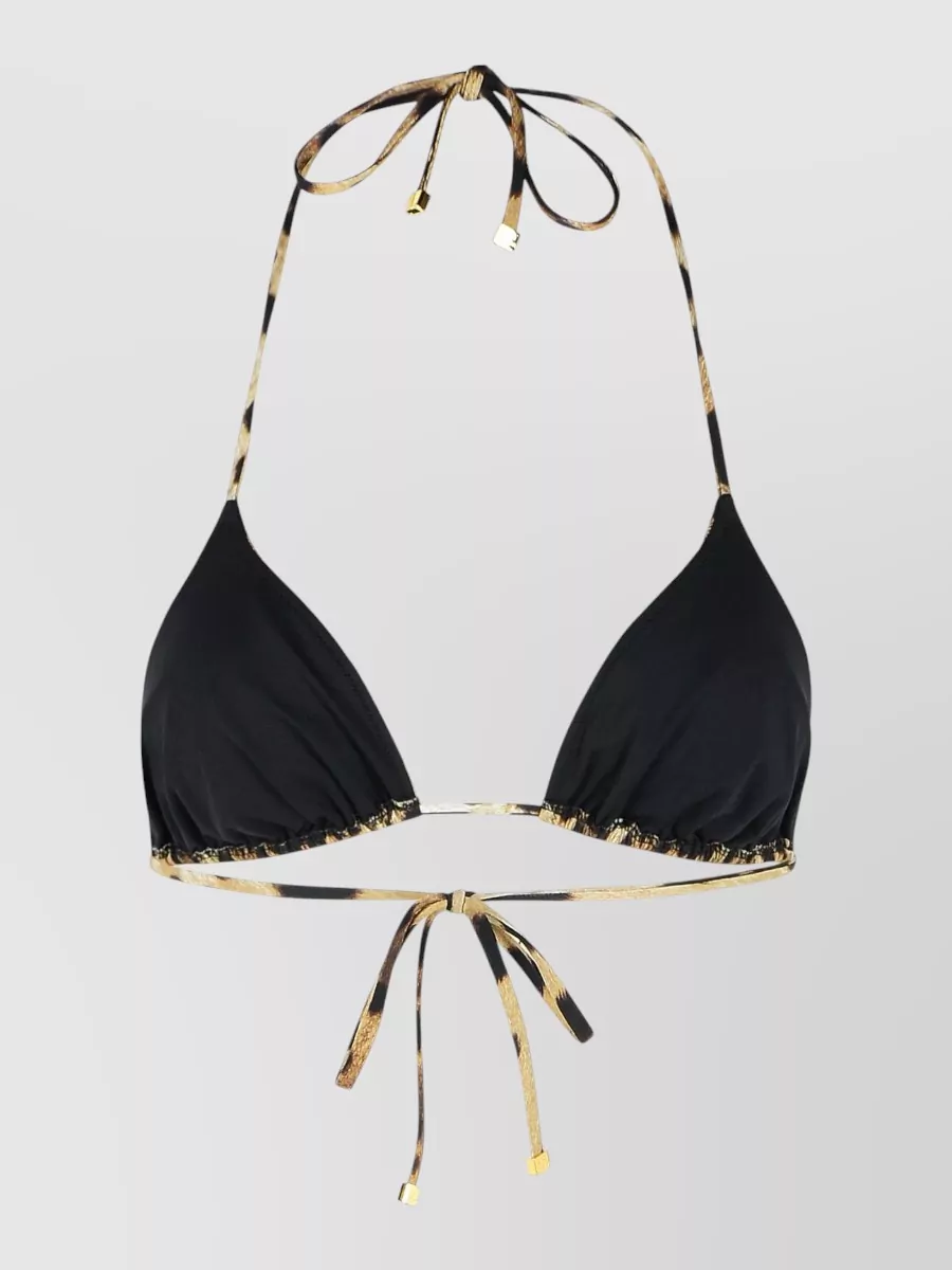 Dolce & Gabbana Halter Neck Triangle Cup Swimwear In Brown