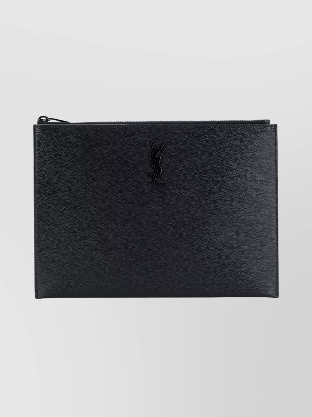 Saint Laurent Rectangular Pebbled Leather Clutch Bag In Black