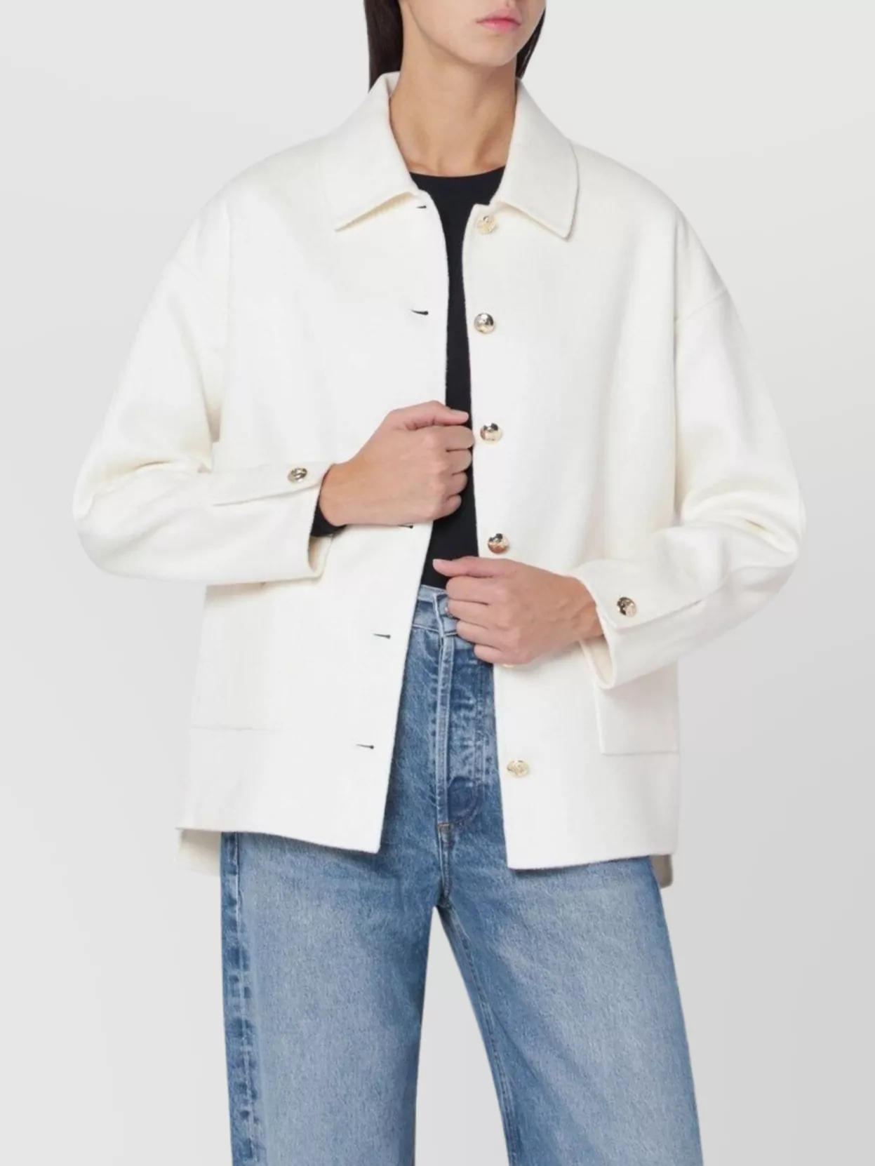 Anine Bing Wool And Cashmere Jacket With Long Sleeves In White