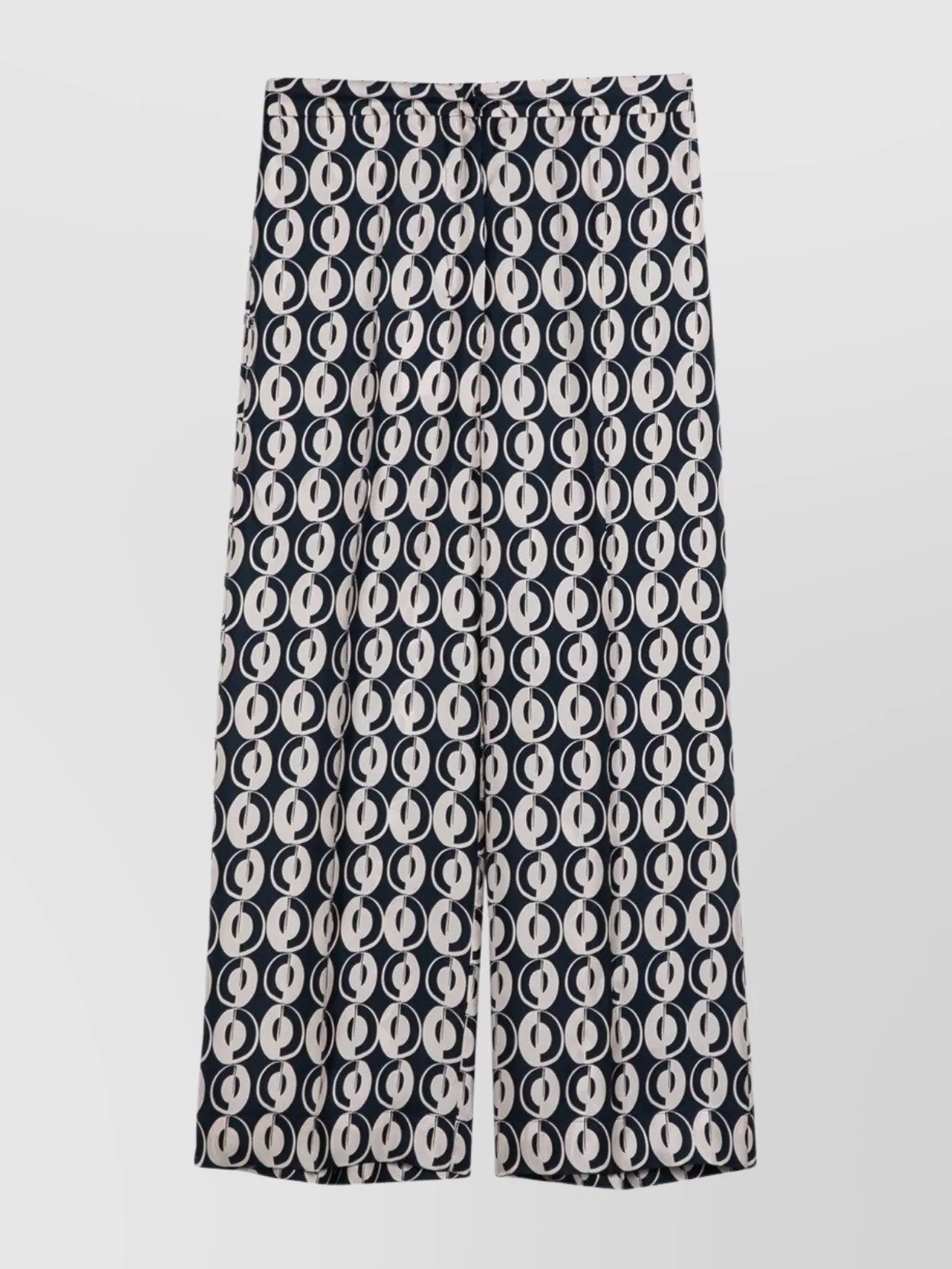 Max Mara Silk Trousers With All-over Print And Wide Leg In Blue