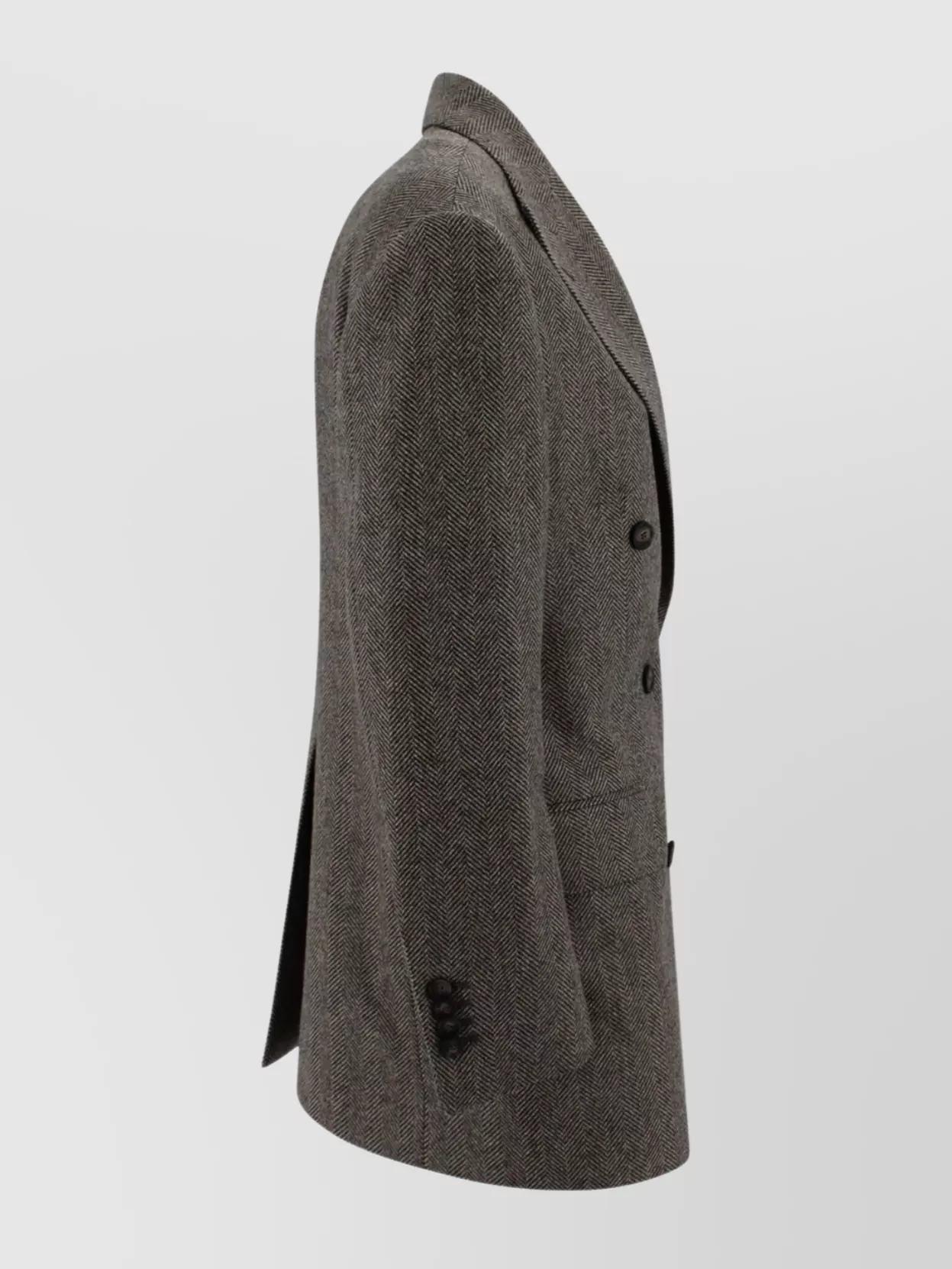 Tagliatore Double-breasted Jacket In Gray Herringbone Wool. In Gray