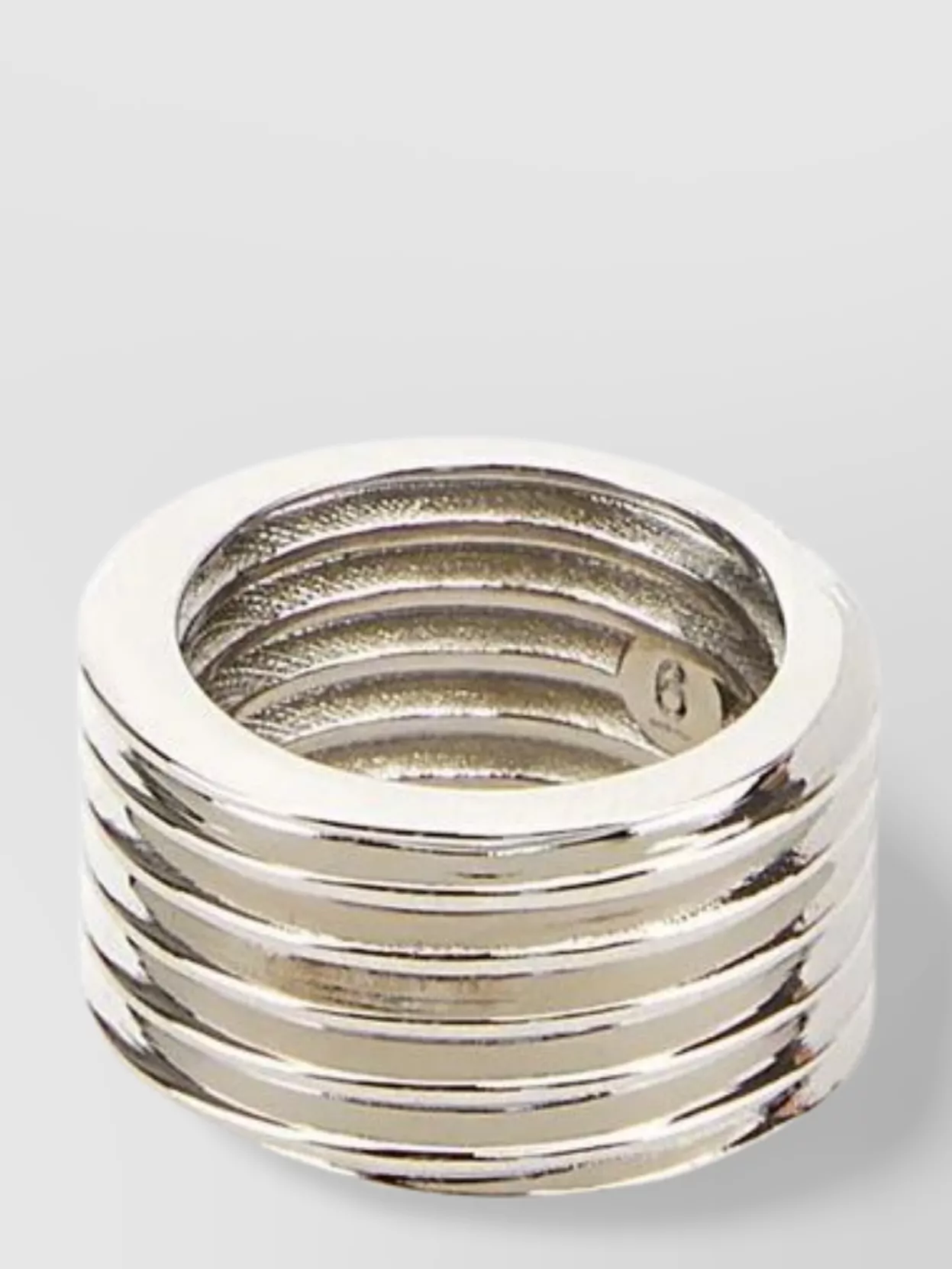 Shop Maison Margiela Stacked Metal Bands Ring In Cream